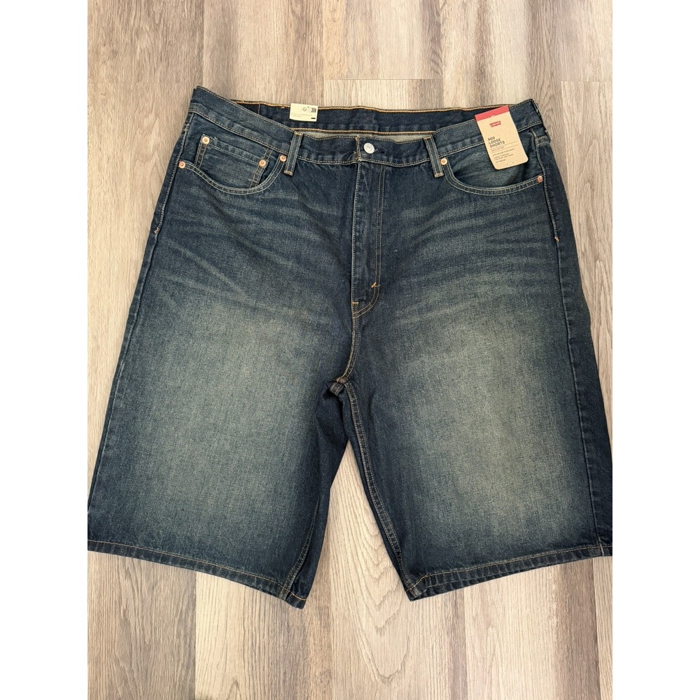 Mens Levi's 469 Loose Fit Shorts Sz 40 Dark Wash Blue Jean 12" Inseam 5-Pocket